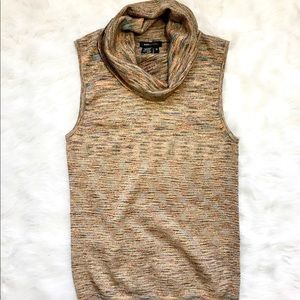 BCBG MaxAzria metallic cowl neck sleeveless top